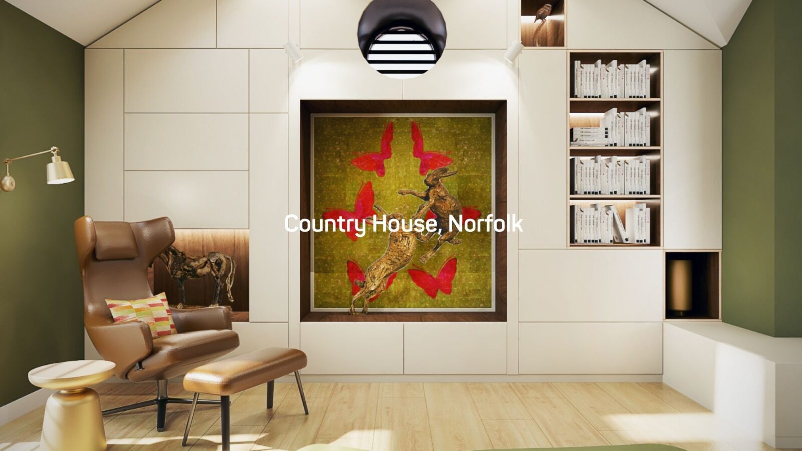 Country house designed study room in Norfolk