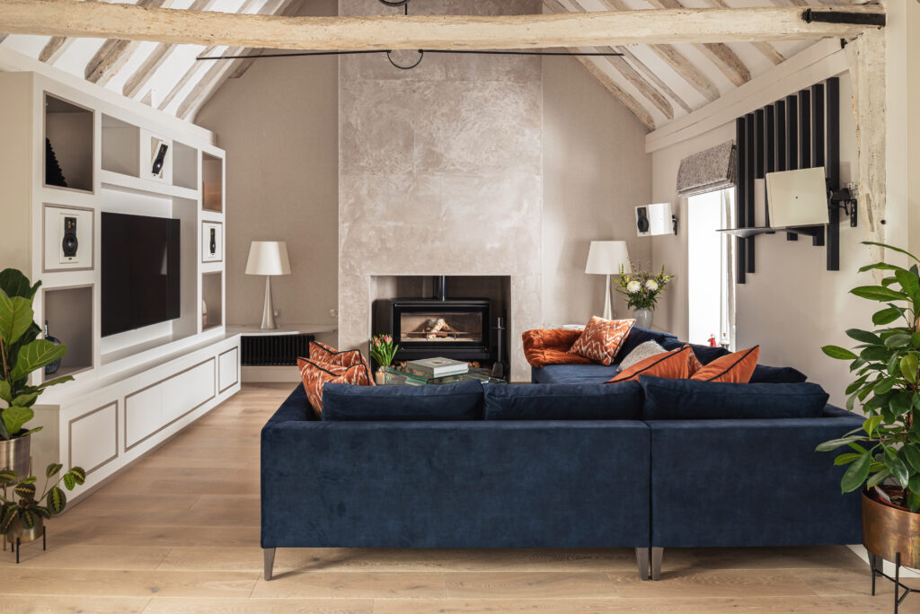 Barn Renovation Lounge by Katie Malik Interior designer Cambridge