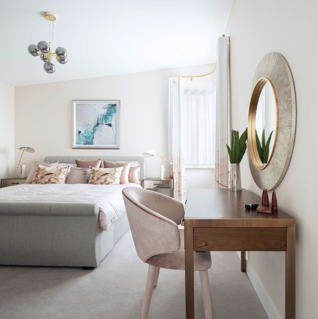 Master Bedroom for a new build in Eddington by Katie Malik Design Studio