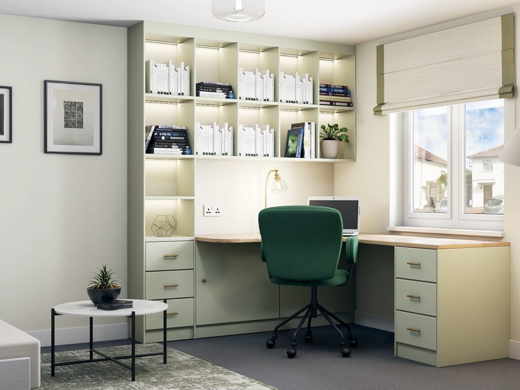 Home office for a new build in Great Chesterford by Katie Malik Design Studio