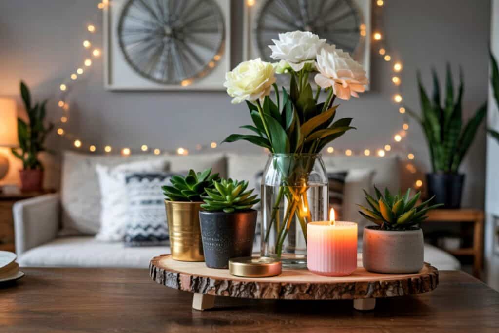 Harmonious living room with natural light, earth-tone furnishings, and plants demonstrating House Whispering interior design principles by Katie Malik